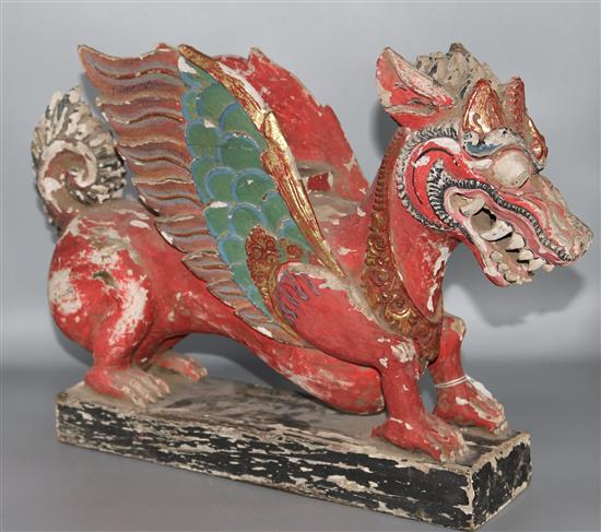 An Indonesian polychrome wood dragon